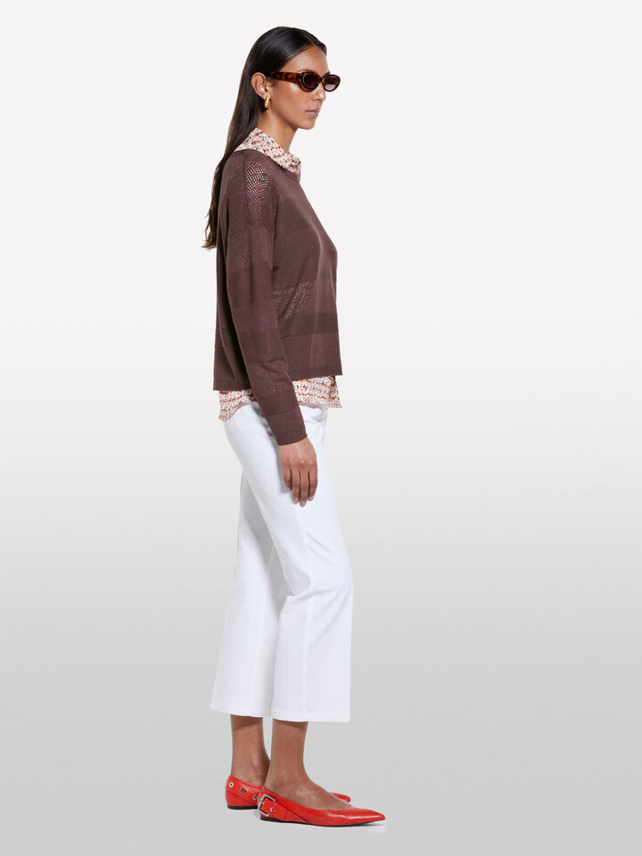Brown boat neck sweater - women's boat neck sweaters - Dark Brown | Sisley image number 2